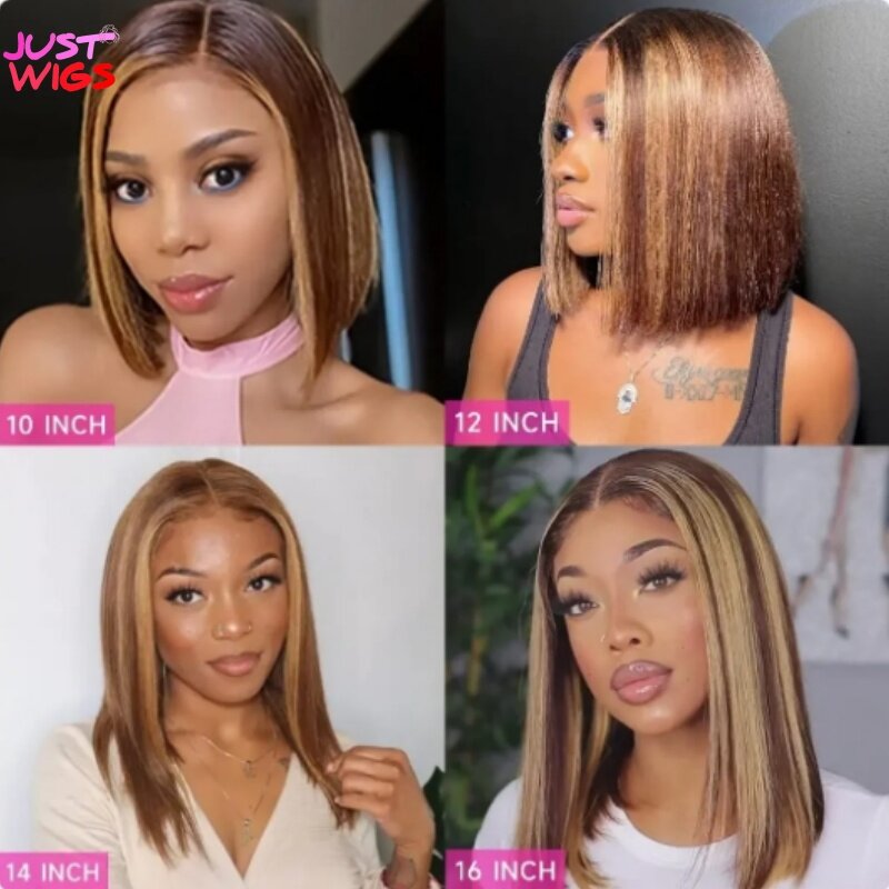 Fukumoto P4/27 Short Straight Bob Wigs 4x4 Lace Frontal Wigs Pre Plucked Human Hair 5x5 Lace Closure Wig Pre Plucked Wigs