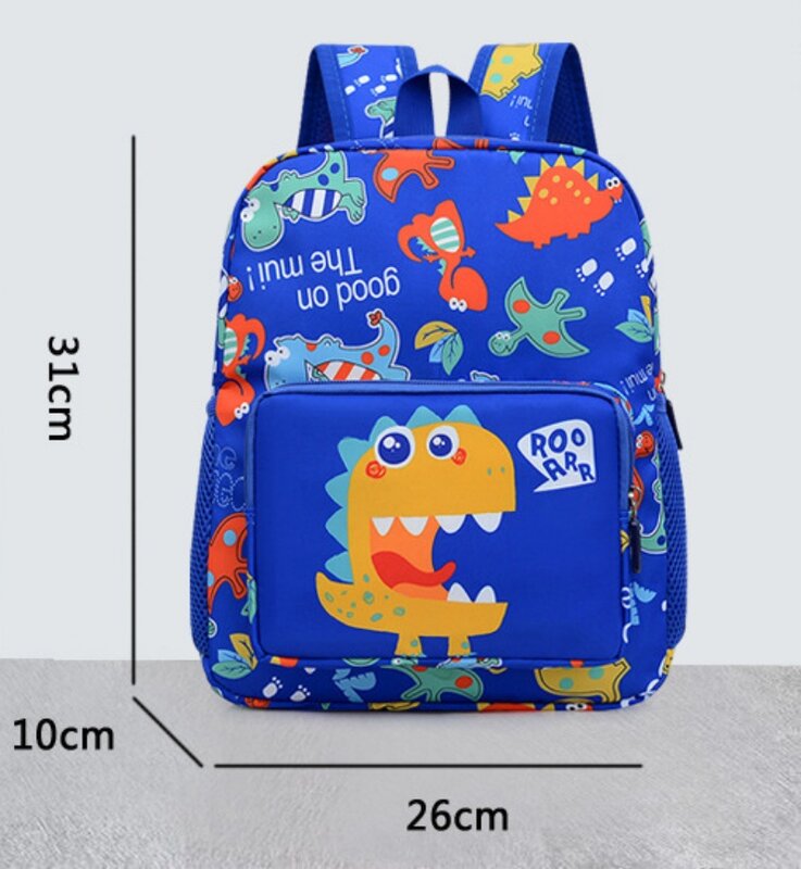 Oxford pano mochila com nome personalizado para crianças, jardim de infância bebê livro saco, dinossauro dos desenhos animados padrão, novo