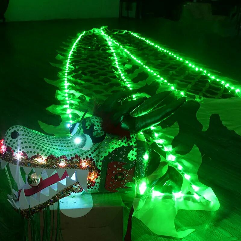 Set dansa kebugaran LED anak-anak, 2/3/5m Naga bersinar pertunjukan Festival naga latihan luar ruangan dansa persegi