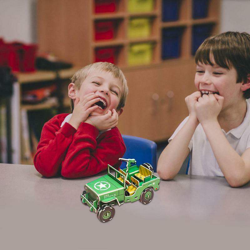 Rompecabezas 3D de camión de papel para niños, juego de manualidades, educativo, escuela