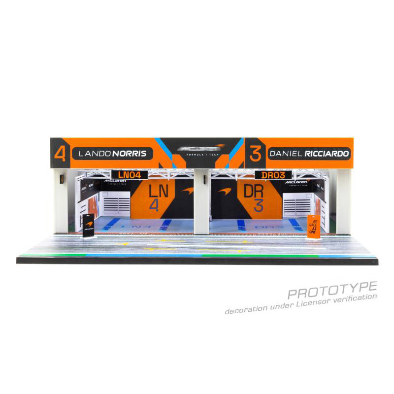TW In Stock 1:64 MCL F1 Formula One Diecast Pit Garage Diorama Car Model Collection Miniature Carros Toys Tarmac Works