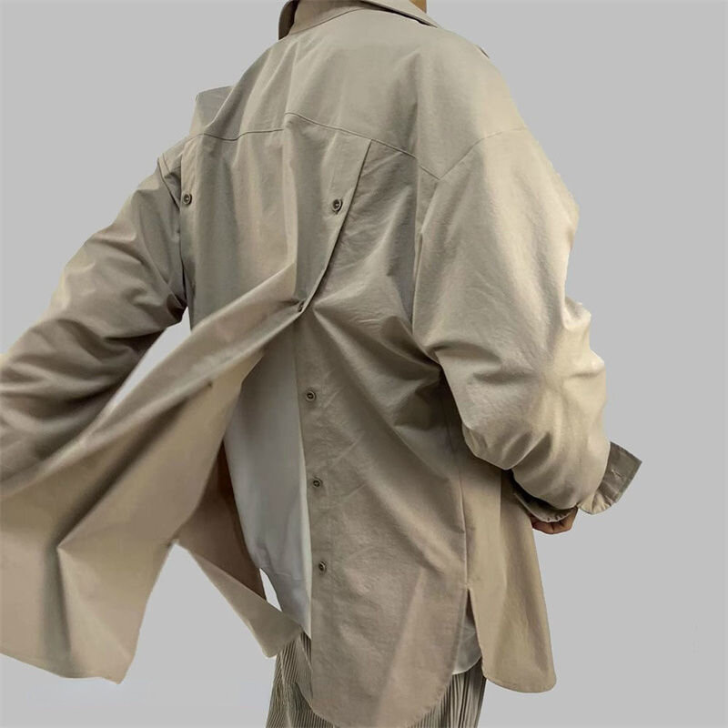 Nicho Design-Camisa de manga larga para hombre, abrigo holgado con botones, de alta gama, novedad de 2024
