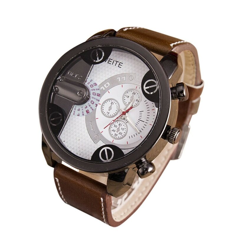 Relógio de pulso quartzo de couro masculino, caixa de aço analógica, mostrador branco, relógio de luxo, Novo, 2022