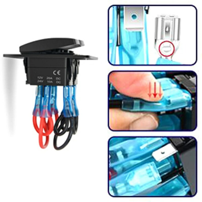 2 Gang Rocker Switch Panel Light Toggle Circuit Breaker Protector LED Switch for Car Auto Truck Caravan Marine Red