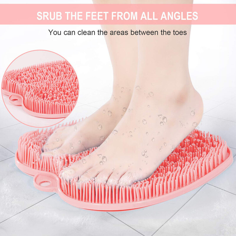 Back Foot Wash Brush with Suckers Foot Back Exfoliating Shower Massage Mat Scrubber Brush Anti-Slip Clean Dead Skin Bathroom Too