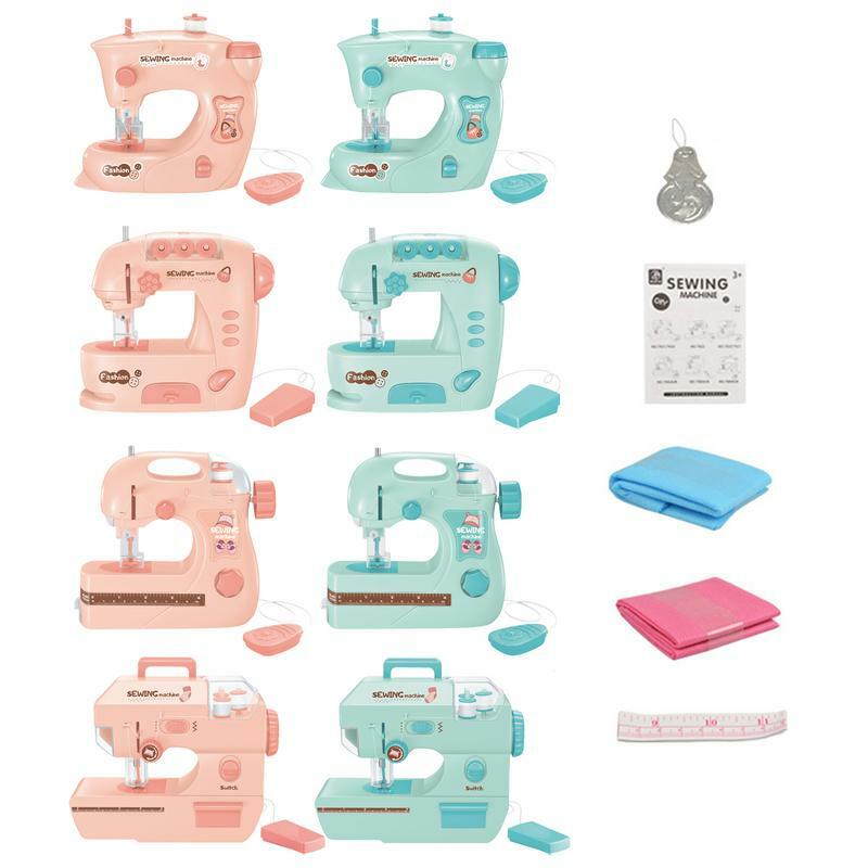 Mini Sewing Machine Toy Mini Kids Simulation Electric Miniature Machine Double Threads Mending Machine With Foot Pedal For Kids