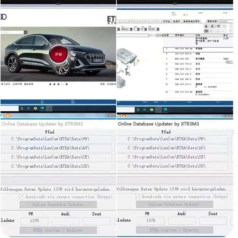 2024 Elsawin 6.0 + ET KA 8.5 그룹 차량 전자 부품 카탈로그 지지대, V/W + AU // DI + SE // AT + SKO // DA 자동차 수리 소프트웨어