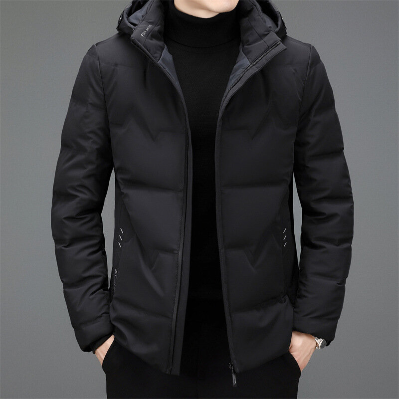 Мужская куртка на белом утином пуху, черная ветрозащитная теплая куртка с длинным рукавом, новинка сезона зима-осень 2023