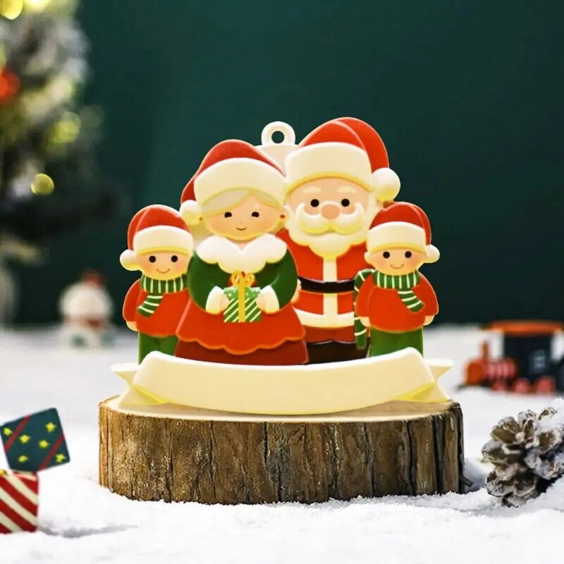 Lindo muñeco de nieve familiar colgante, decoraciones de Navidad de dibujos animados acrílicos, adornos navideños de Santa Claus, regalo de fiesta