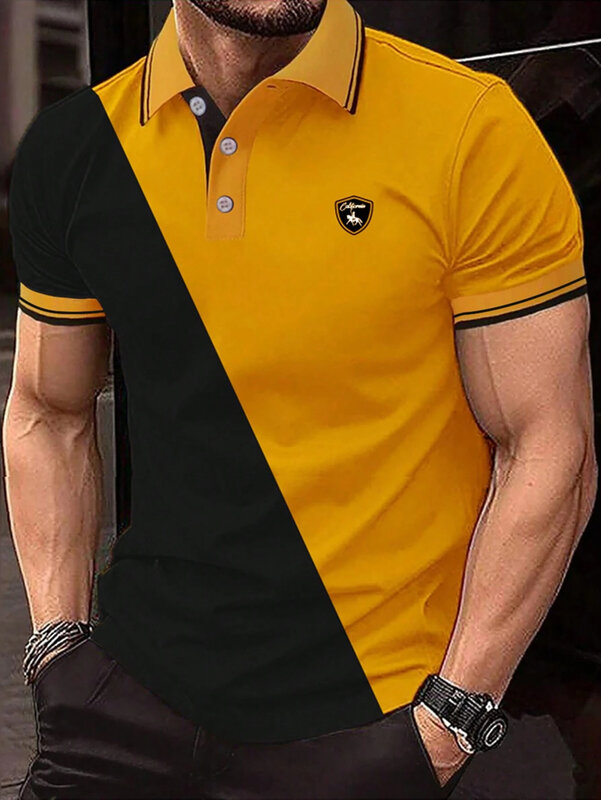 Nowa męska koszulka Polo letnia moda biznesowa męska klapy na guziki koszulka Polo dojeżdżająca do pracy na co dzień wszechstronne jednolite koszulki męskie