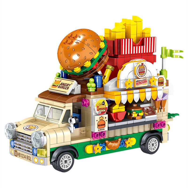 Gourmet Dining Cart DIY Building Block, Montagem de Tecnologia, Desenho Eletrônico, Brinquedos de Alta Tecnologia, Presentes de Natal para Crianças