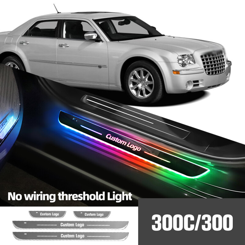 Logotipo personalizado LED carro porta Sill luz, bem-vindo Pedal lâmpada, acessórios limiar, Chrysler 300C 300, 2004-2014, 2009, 2010, 2013