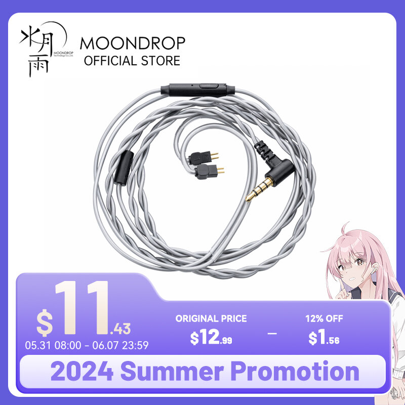 Moondrop-Câble de microphone polyvalent MC1, 3.5mm, mise à niveau des écouteurs, 0.78mm-2 broches