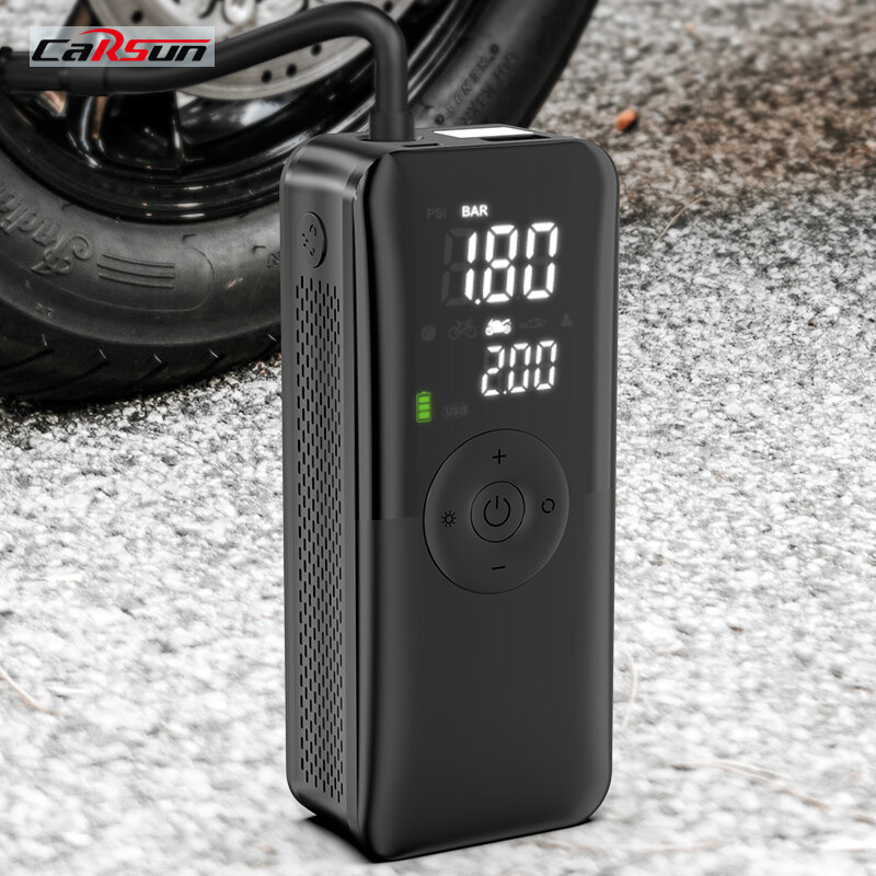 Pompa elettrica senza fili compressore d'aria portatile di emergenza uscita di potenza USB rilevamento della pressione dei pneumatici pompa intelligente per moto da bicicletta
