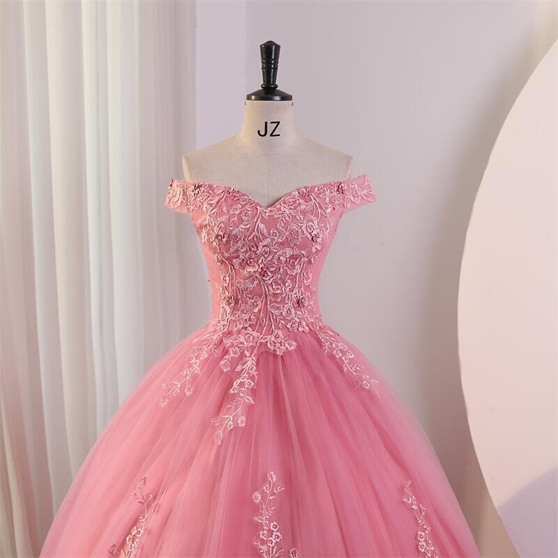 2024 neue rosa Quince anera Kleider süße Blume Party kleid Luxus Spitze Ballkleid echtes Foto Ballkleid Boho Vestidos Casamento
