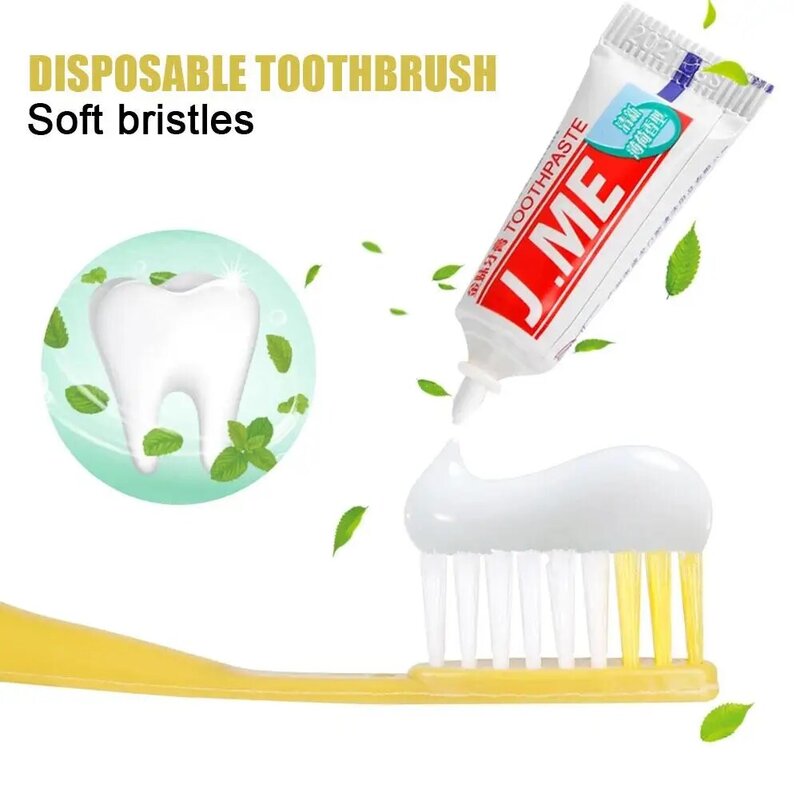 Descartável Travel Toothbrush Kit, Escova De Limpeza De Dentes Portátil, Independente Embalado Oral Care, Hotel, 1 Pc, 10Pcs