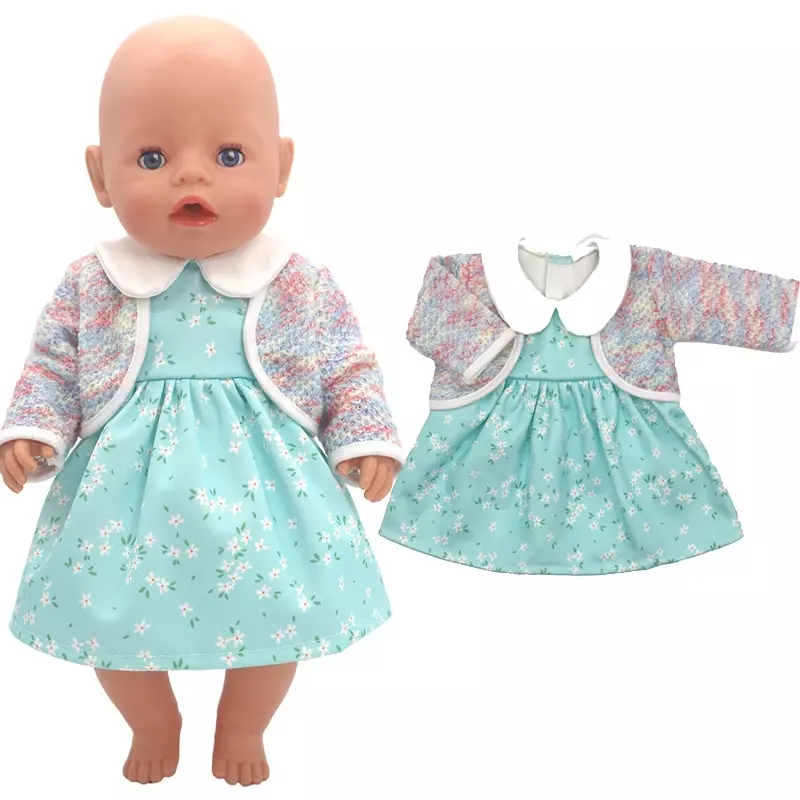 Pakaian boneka bayi, setelan celana pakaian jaket boneka bayi baru lahir dan celana 17 inci 43cm, mantel mainan anak-anak