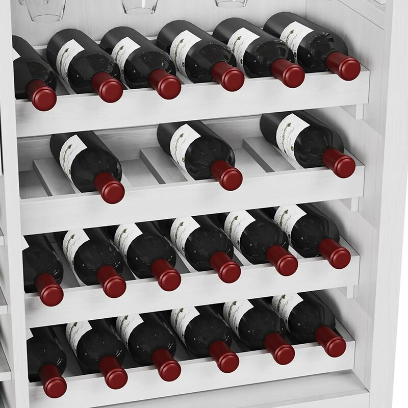 Kabinet anggur kabinet Bar 47 inci dengan stasiun pengisian daya dan 16 lampu LED dapat disesuaikan kabinet anggur dan rak kaca anggur