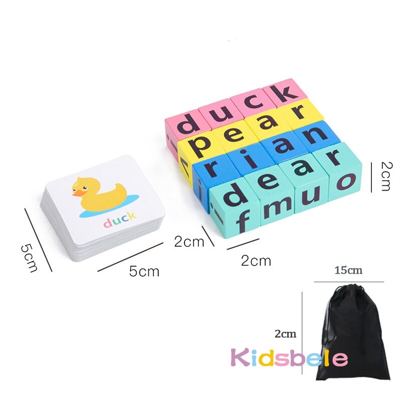 Montessori Letter Spelling Block Fun Games For Kids Spelling Words Early Learning Educaitonal English Cards Puzzle Games