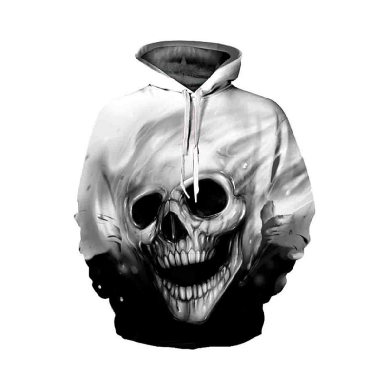 2023 Men's Hoodie Sweatshirt 3D Skull Printed Realistic Pullover Fashion Personality Outwear