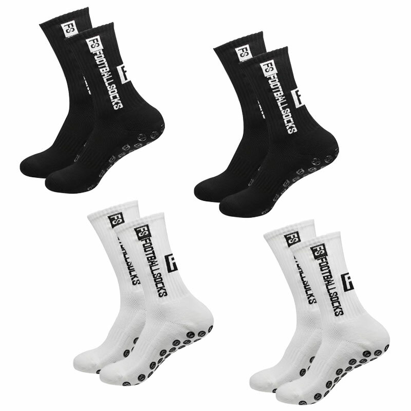 4 Pairs Soccer Socks Sports Grip Socks Anti-slip Basketball Socks Spot Rubber Anti-slip Cotton Soccer Socks