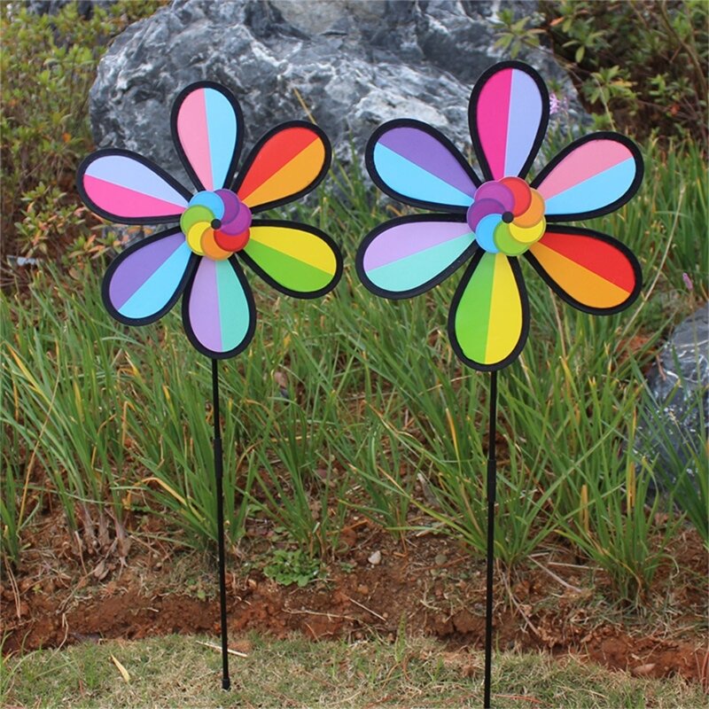 Molino viento plástico colorido 11 pulgadas para acampar, decoración del jardín del hogar, juguete para niños