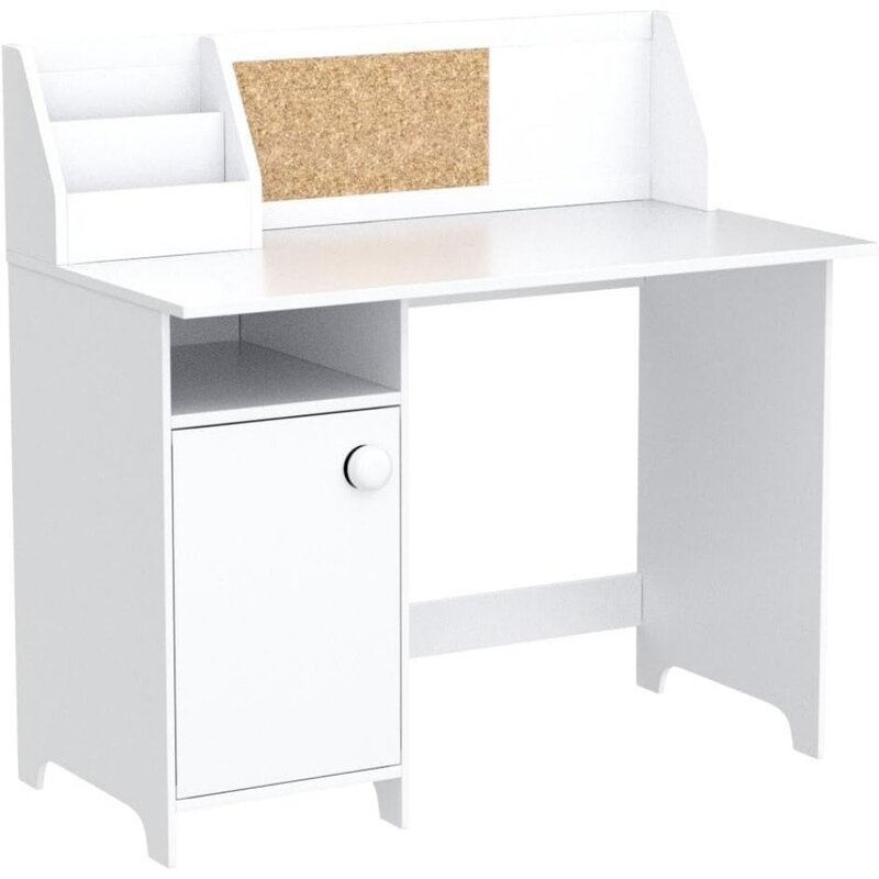Kids Study Desk With Storage Children's Table Student's Study Computer Workstation Writing Table White Furniture
