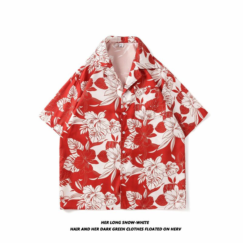 2024Vintage Floral Shirt Short Sleeve Thai Hawaiian design ruffian handsome loose Shirt men and women masculina iç çamaşır