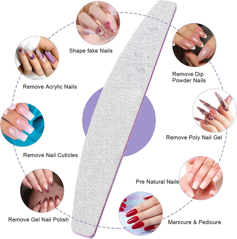 Nail File Tools Kit Professional Strong Finger Reusable Washable Double Sided Emery Board Nail Care Styling Tools Strips Set
