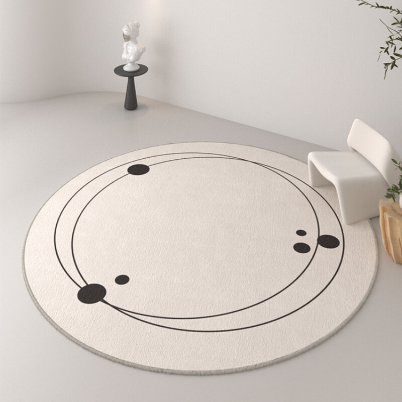 Minimalist Cream Living Room Decoration Carpet Home Washable Round Floor Mat Nordic Style Rugs for Bedroom Fluffy Soft Plush Rug