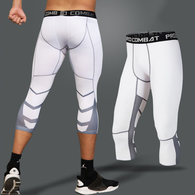 Pantaloni a compressione da uomo collant maschili Leggings per la corsa palestra Sport Fitness Quick Dry Fit Joggings Workout pantaloni neri bianchi