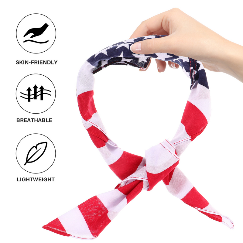 Men's Pocket Square Cotton Handkerchiefs Satin Headbands American Flag Bandanas Scarf