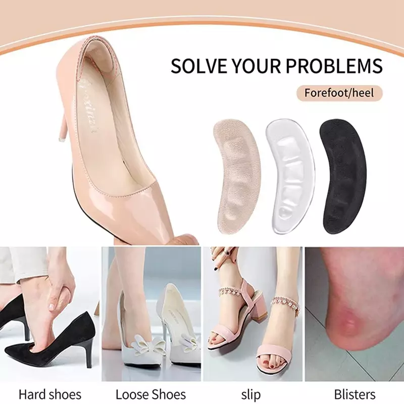 Non-Slip Silicone Gel Forefoot Pads Pain Relief Women Heel Inserts Self-adhesive High Heels Heel Stickers Sandals Metatarsal Pad