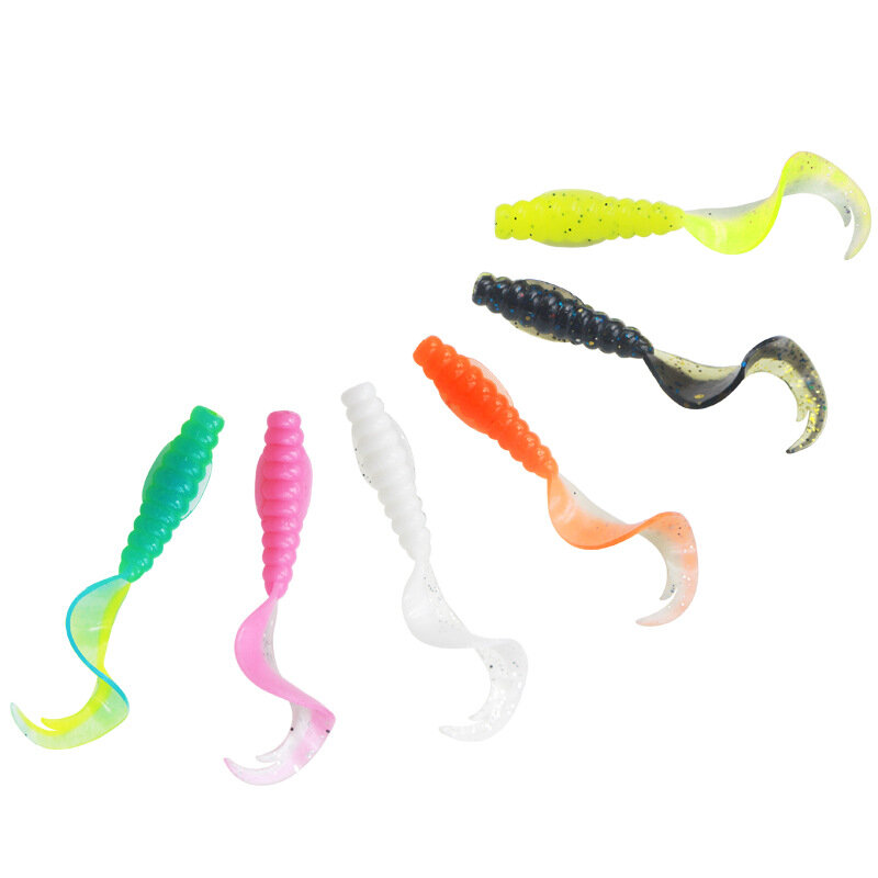 Sea Yolo Double Color Fishing Lure, Double Wishbone Tail, Equipamento artificial para carpa, macio, 1pc, 5pcs, 1,7g, 3,7g