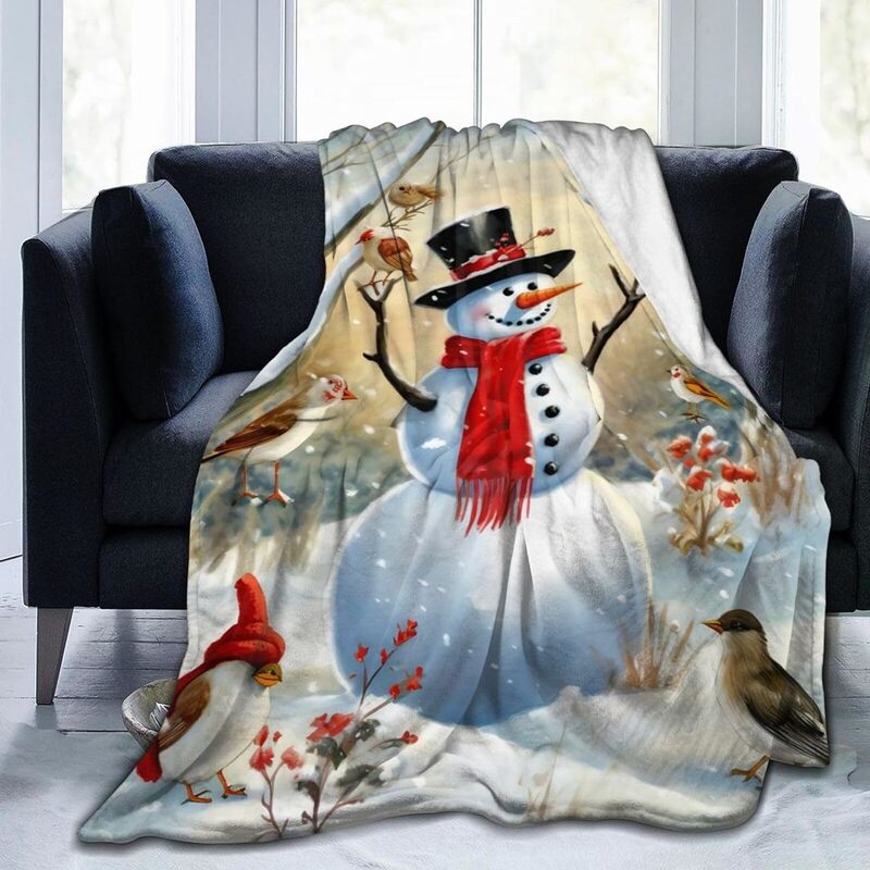 Cobertor flanela boneco de natal, pelúcia pássaro, fibra ultra fina, sofá-cama e sofá, viagem acampamento, inverno