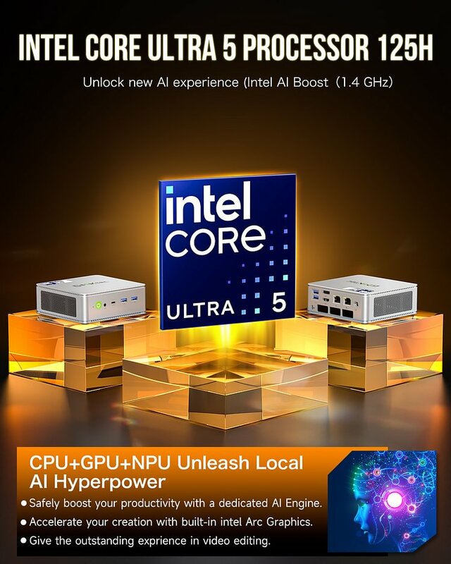 GMKtec K9 Intel Core Ultra 125H Gaming Mini PC 14-core 18-thread Intel Arc graphics Computer PC Mini AI Boost PC Gaming Computer