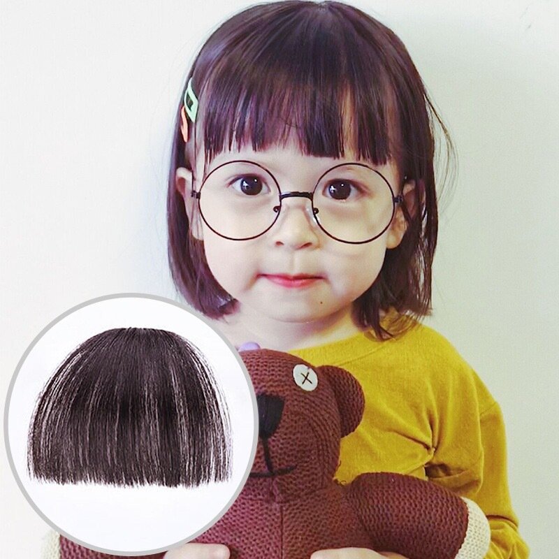 Невидимая воздушная челка на брови парик натуральные короткие прямые волосы удлинение плоские аккуратные шиньоны для детей ежедневное использование