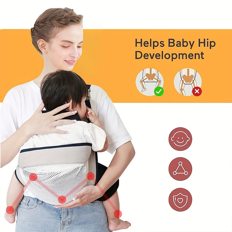Gendongan Bayi ที่อุ้มเด็กทารกแบบพกพาระบายอากาศได้มีสายสะพายไหล่กว้างปรับได้น้ำหนักเบา