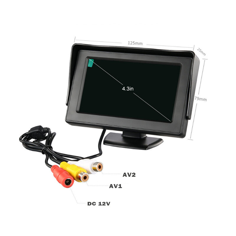 ABS DC TFT LCD 백미러 모니터, 자동차 후방 카메라 후진 주차 시스템 키트, 카메라 없음, 9V-36V, 4.3 인치