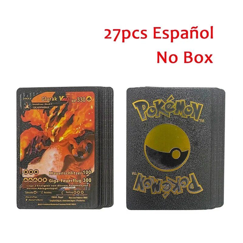 27-110pcs Pokemon Cards NoRepeat English Spanish French German Gold VAMX GX Pikachu Charizard Collection Battle Trainer Card Toy