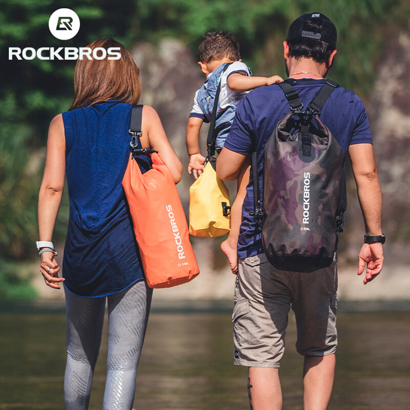 ROCKBROS-bolsa impermeable de PVC para natación, saco seco de 2L, 5L, para acampar, pescar, kayak, a la deriva, Rafting, artículos diversos