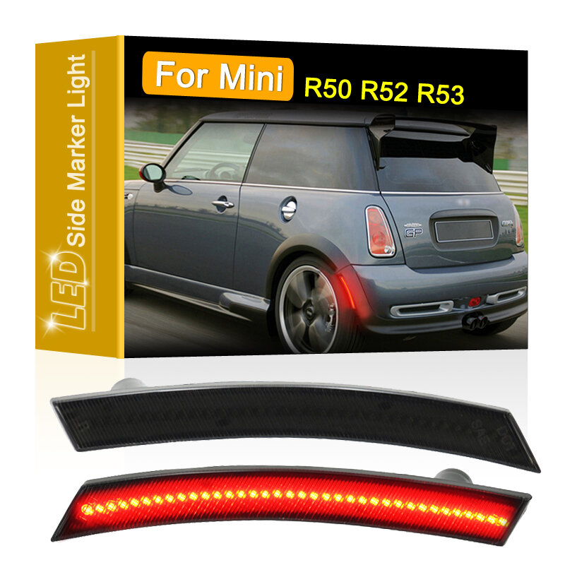 2 Buah Lampu Parkir Perakitan Lampu Penanda Bumper Samping LED Merah Belakang Lensa Asap Tahan Air untuk Mini Cooper R50 R52 R53
