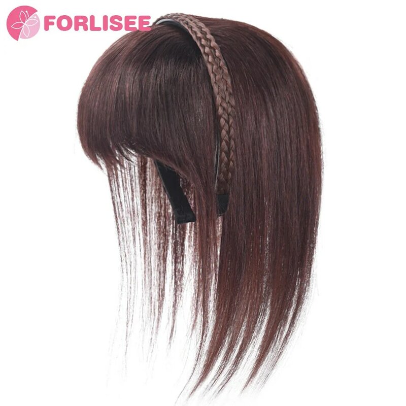 Franja sintética extensão do cabelo para mulheres, franja falsa, franja headband, clip em postiços, invisível, natural