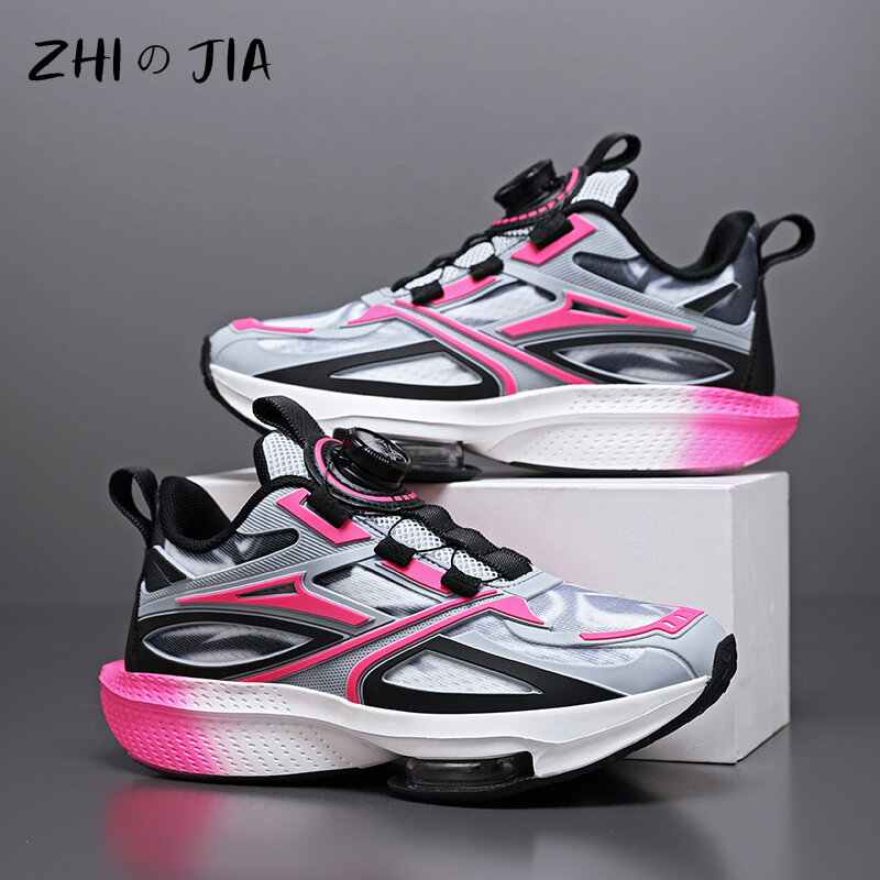 2024 Spring Hot selling Rotating Button Air Cushion Sneaker Children's Mesh Breathable Running Shoes Boys Fashion Casual Shoes