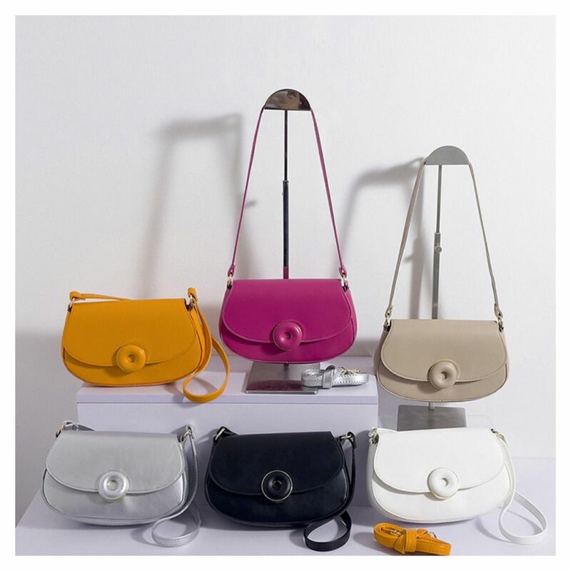 حقيبة سرج من مادة PU مع أحزمة قابلة للتعديل ، مقتضبة ، أحادية اللون ، متعددة الألوان ، حقائب كتف ، حقيبة يد
