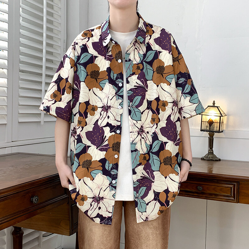 Chemises à manches courtes imprimées personnalisées pour hommes, chemise à revers décontractée à la mode pour hommes, documents d'abonnés haut de gamme, été, nouveau