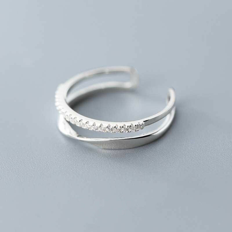 Original 925 Sterling Silber Doppel Linien CZ Ringe Für Frauen Counple Hochzeit Engagement Silber frauen Vintage Ring Edlen Schmuck