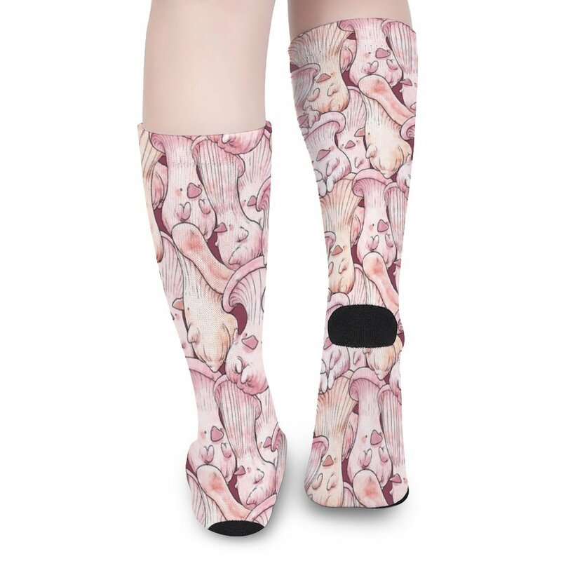 Носки женские с рисунком устриц и грибов, роскошные носки розового и желтого цвета, подарок на день Святого Валентина, идея для подарка мужчине