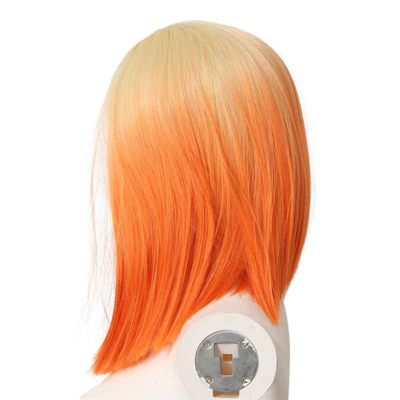 Small Lace Short Straight Hair Synthetic Fiber Wig Ombre Orange Wig Bob Head Wig for Cosplay Event Dressing Nightclub