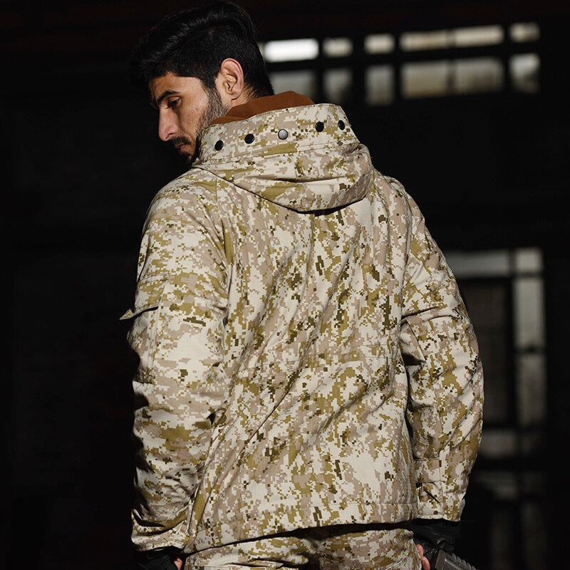Jaket militer mendaki pria, jaket Camo taktis parka seragam tempur berburu, jaket Airsoft tentara-22 °F berkemah